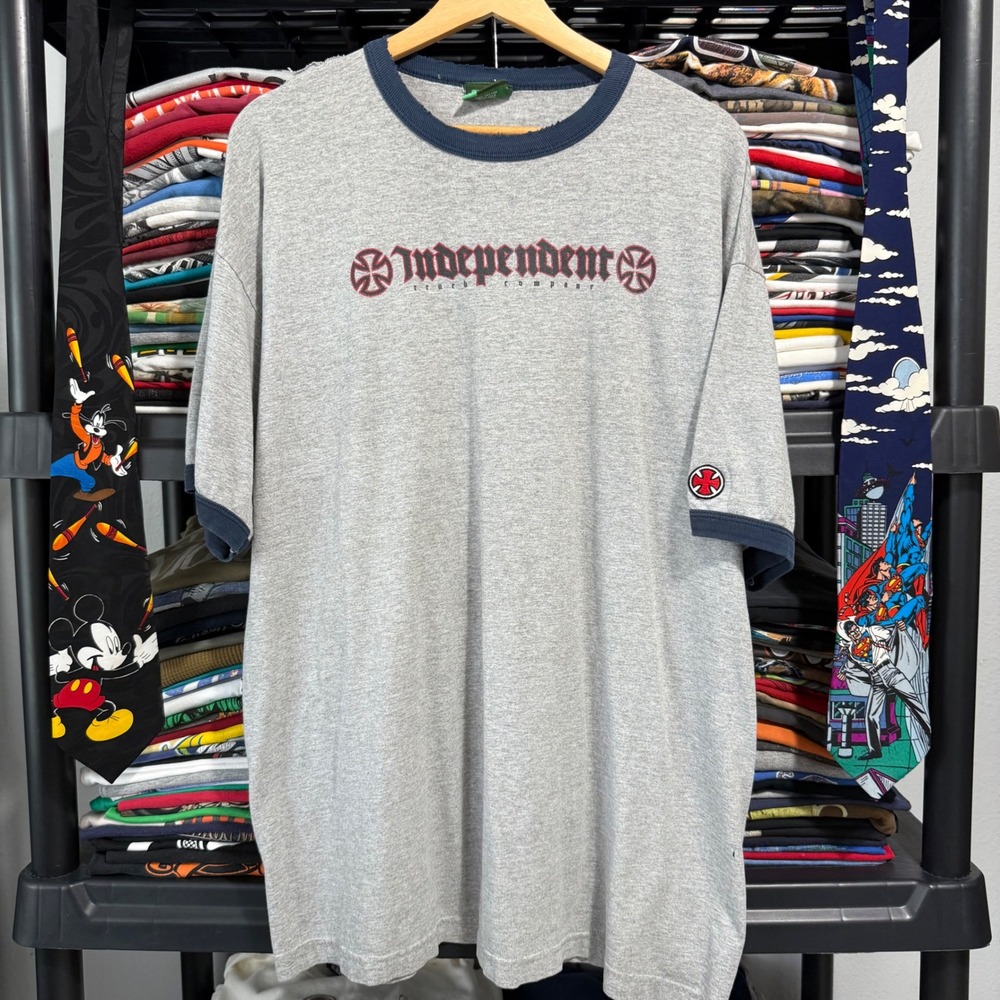 90s Gray Independent Truck Company Ringer T-Shirt XL Heavy Thrashing